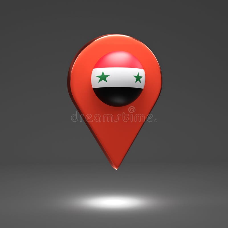 3d rendem a ilustração Ponteiros do mapa com bandeira Siria ilustração do vetor 3d rendem a ilustração Ponteiros do mapa com bandeira Siria ilustração do vetor