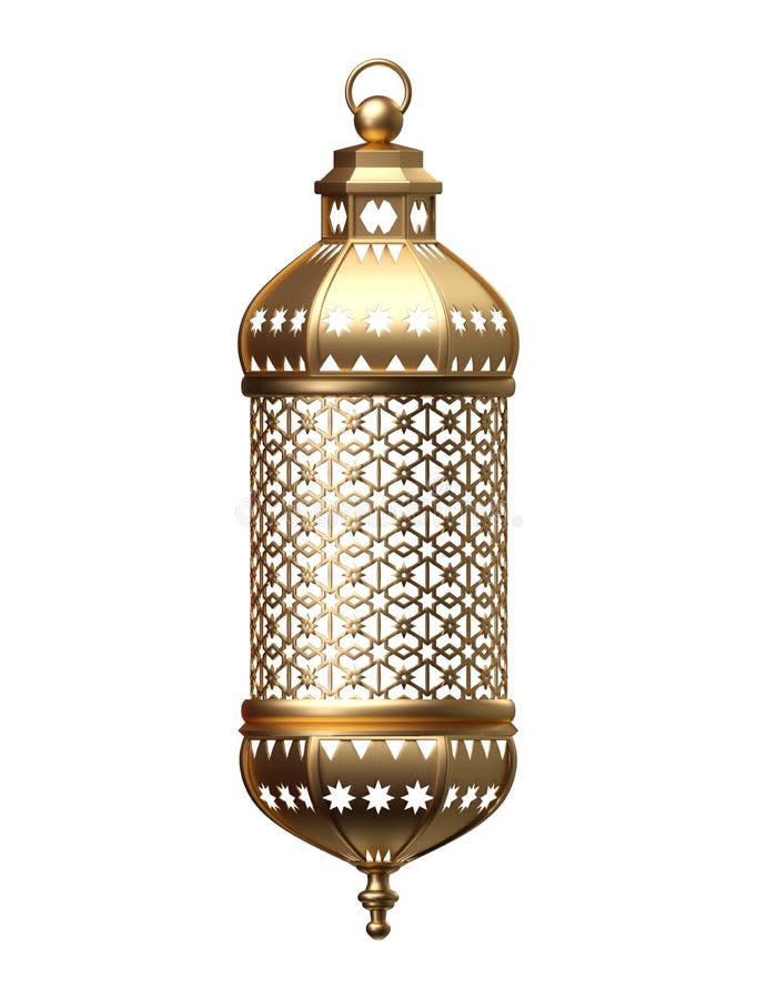 3d rendem, lanterna dourada, lâmpada mágica, decoração árabe tribal, projeto do arabesque, Ramadan Kareem, objeto isolado