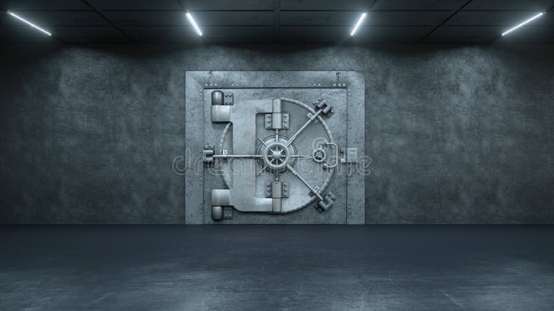 3d rendem a porta do cofre-forte no banco ilustração royalty free 3d rendem a porta do cofre-forte no banco ilustração royalty free