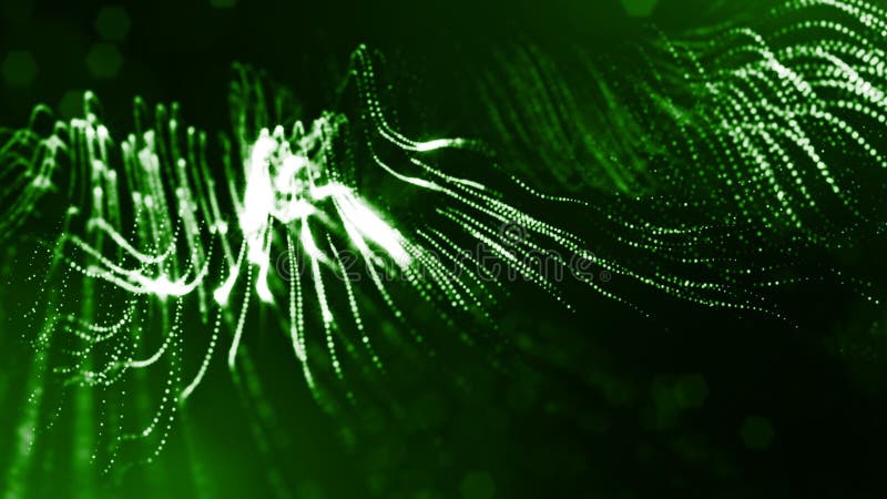 3d rendent des particules lumineuses comme fond de la science-fiction ou fond vert abstrait moderne des particules avec illustration libre de droits
