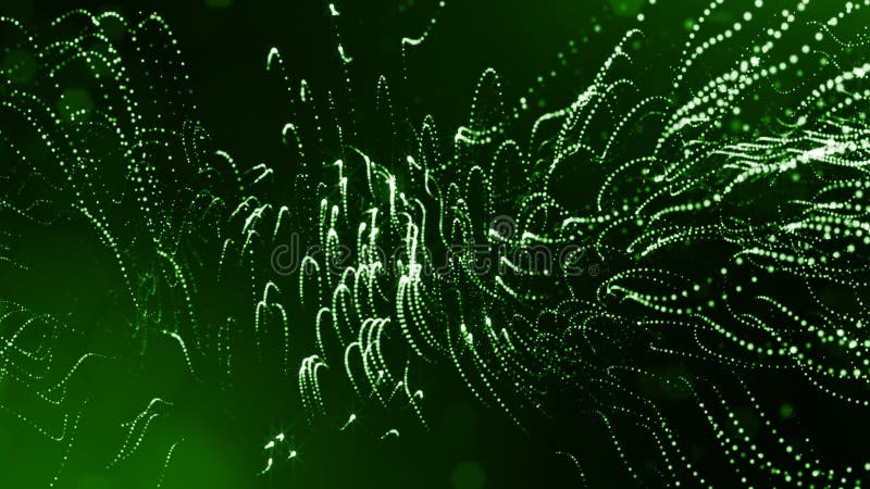 3d rendent des particules lumineuses comme fond de la science-fiction ou fond vert abstrait moderne des particules avec illustration stock