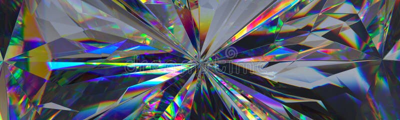 3d rendent, fond en cristal abstrait, texture iridescente, macro panorama, gemme facettée, papier peint polygonal panoramique lar illustration stock