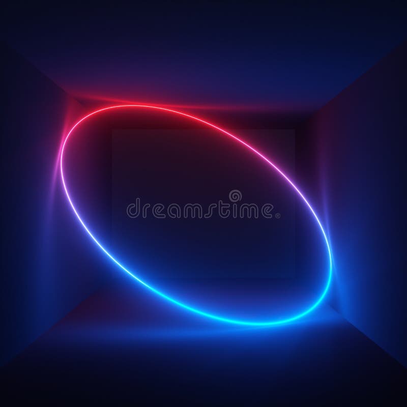 3d rendent, la lampe au néon, forme ovale, exposition de laser, illumination, lignes onduleuses rougeoyantes, fond fluorescent ab illustration stock 3d rendent, la lampe au néon, forme ovale, exposition de laser, illumination, lignes onduleuses rougeoyantes, fond fluorescent ab illustration stock