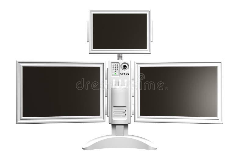 3D rendent d'une unité triple futuriste de moniteur illustration libre de droits 3D rendent d'une unité triple futuriste de moniteur illustration libre de droits