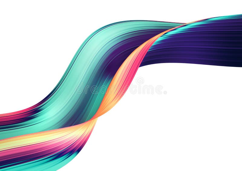 3D render abstract background. Colorful twisted shapes in motion. Computer generated digital art.