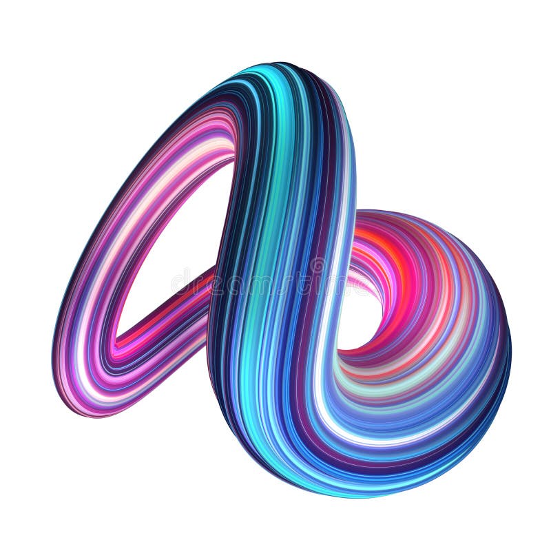 3d render, abstract background, modern curved shape, loop, colorful lines, neon light, pink blue candy colors, distorted object vector illustration