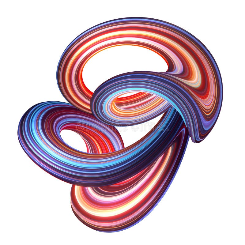 3d render, abstract background, modern curved shape, loop, deformation, colorful lines, neon light, red blue distorted object vector illustration