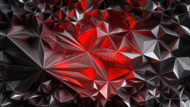 3d render, abstract background, shiny metallic polygonal wallpaper, faceted texture illuminated with red light vector illustration