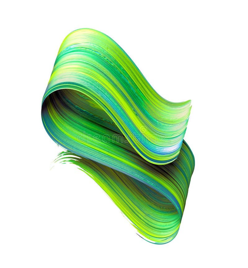 Download 3d Render Abstract Brush Stroke Neon Smear Green Folded Ribbon Paint Texture Artistic Clip Art Isolated On White Background Stock Image Image Of Design Brushstroke 141800103