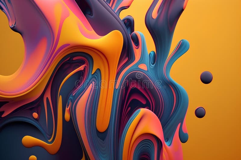 3d Render of Abstract Colorful Liquid Background. Colorful Liquid Paint