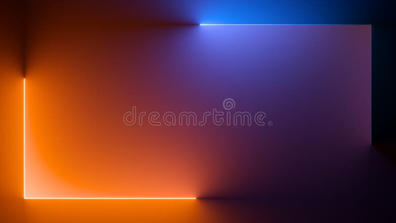 3d render, abstract colorful neon background with red blue gradient. Simple geometric shape, blank rectangular banner royalty free illustration