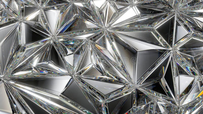 3d render, abstract faceted background, macro texture of a clear crystal glass, modern geometric wallpaper royalty free illustration
