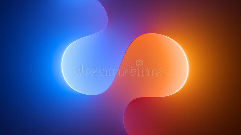3d Render, Abstract Geometric Background Illuminated with Blue Orange Neon  Light. Glowing Wavy Line Stock Illustration - Illustration of neon, empty:  233933727