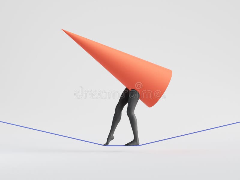 Character Tightrope Indicates Business Person and Achievement 3d