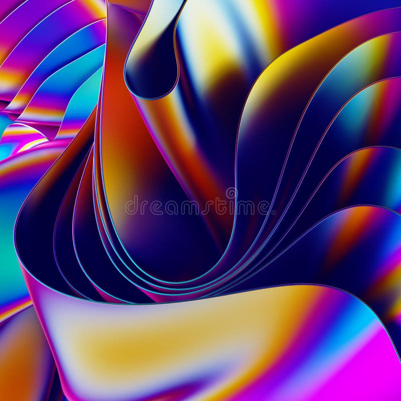 3d Render, Abstract Holographic Background, Modern Cloth Layers with Folds,  Iridescent Rainbow Wallpaper Stock Illustration - Illustration of  iridescent, holographic: 236979081