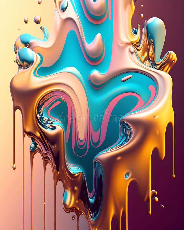 3d Render, Abstract Liquid Background, Colorful Liquid Paint Splashing