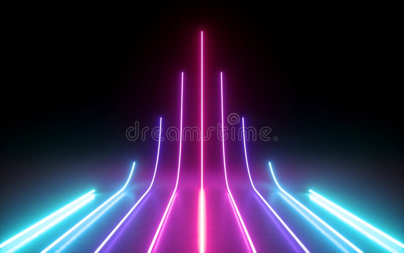 3d render, abstract minimal background, glowing lines going up, arrow, cyber, chart, pink blue neon lights, ultraviolet, laser vector illustration