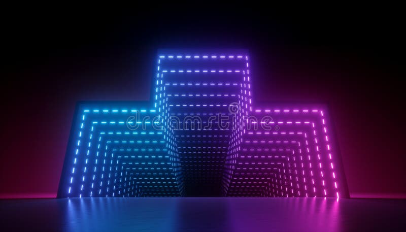 3d Render, Abstract Neon Background, Glowing Pink Blue Led Light ...