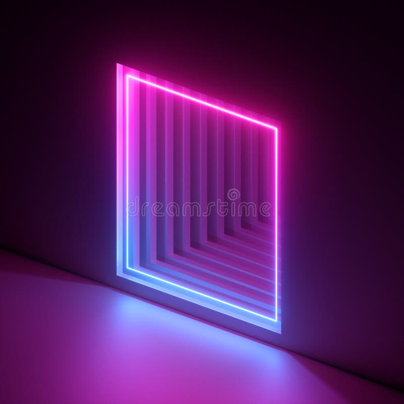 3d Render, Abstract Neon Background, Pink Blue Violet Light ...