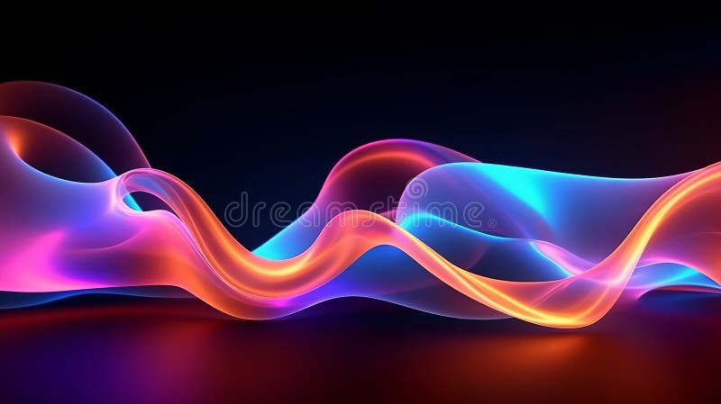 3d render abstract panoramic background with glowing. Generative AI.