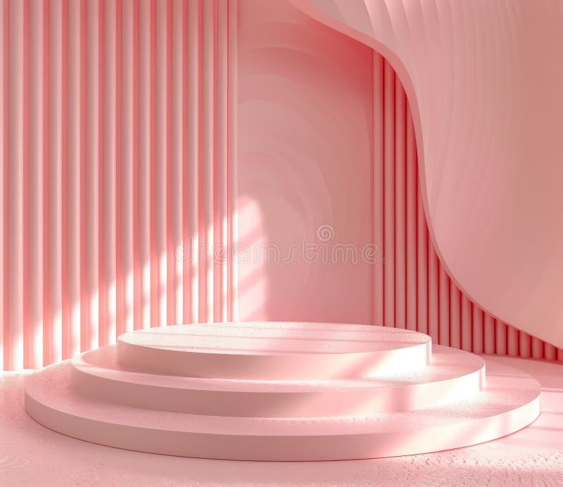 3d redarea podiumului roz abstract cu design de fundal ondulat pentru prezentări și afișaje de produs stock illustration