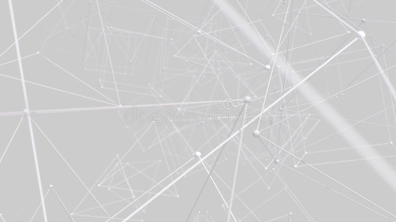3D render of abstract Plexus black and white geometrical shapes animation. Connection web concept. vector illustration
