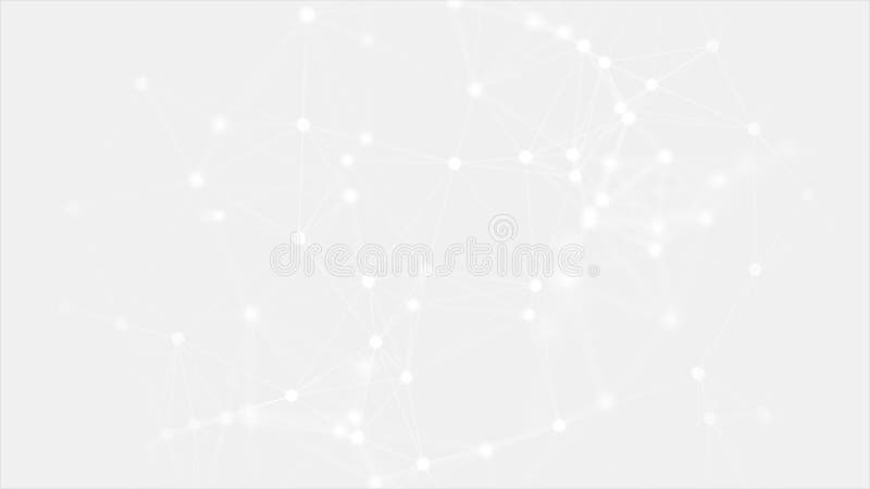 3D render of abstract Plexus white moving dots and lines geometrical shapes animation. Connection web concept. Digital royalty free illustration