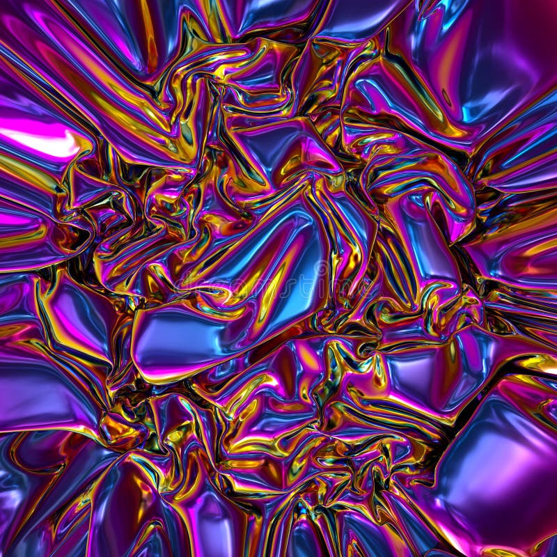 3d render, abstract ultraviolet fashion background, holographic foil, iridescent blue texture, liquid petrol surface, ripples vector illustration