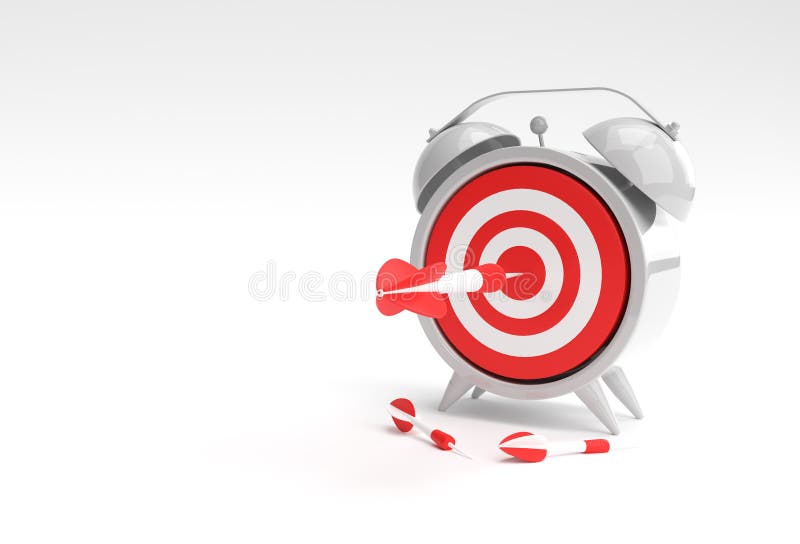 3D Render Alarm Clock Target with arrow Time Management, Planning, Business Targeting and Smart solutions Design vector illustration.