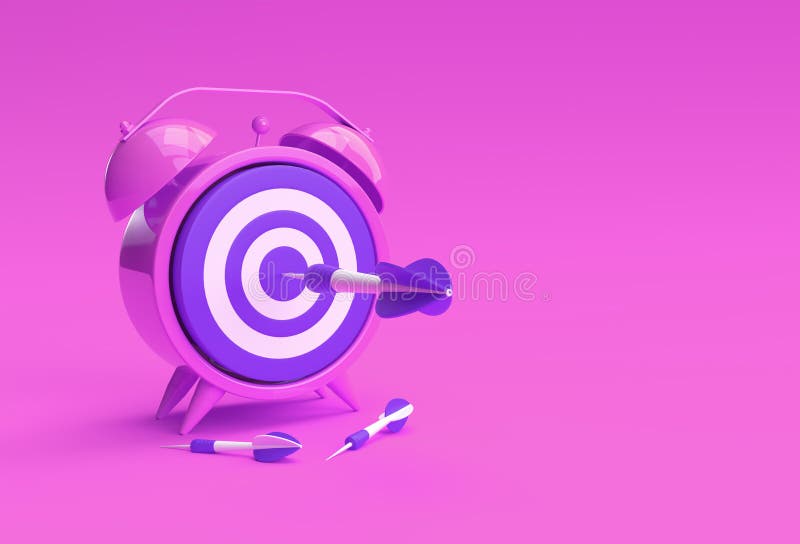 3D Render Alarm Clock Target with arrow Time Management, Planning, Business Targeting and Smart solutions Design vector illustration.