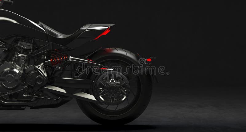 3d render of beautiful black motorcycle stock illustration