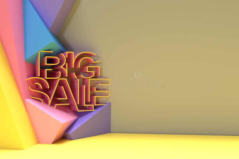 3D Render Big Sale Text. 3D illustration Graphic Design vector illustration