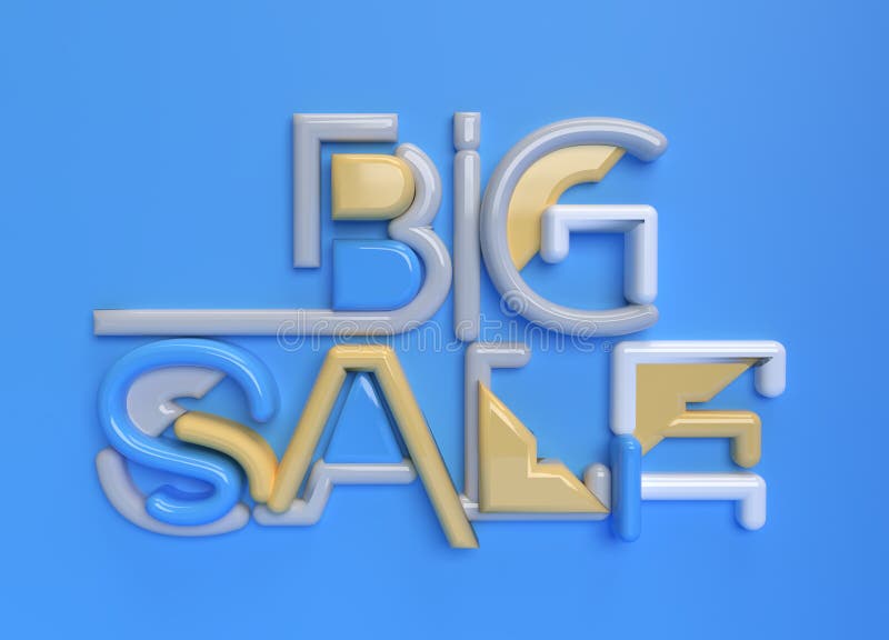 3D Render Big Sale Text. 3D illustration Graphic Design royalty free illustration