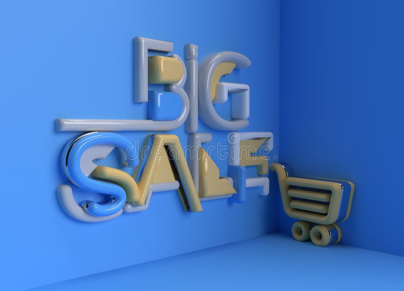 3D Render Big Sale Text. 3D illustration Graphic Design royalty free illustration