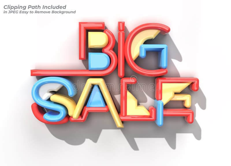 3D Render Big Sale Text Pen Tool Created Clipping Path Included in JPEG Easy to Composite royalty free illustration