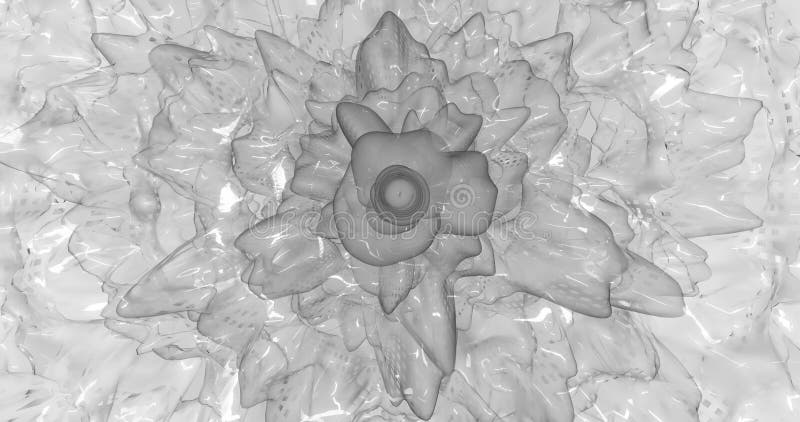 Render with black and white psychedelic background made of rounded shapes stock illustration