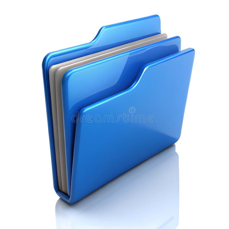 3D Render of Blue Folder Icon File Storage royalty free illustration