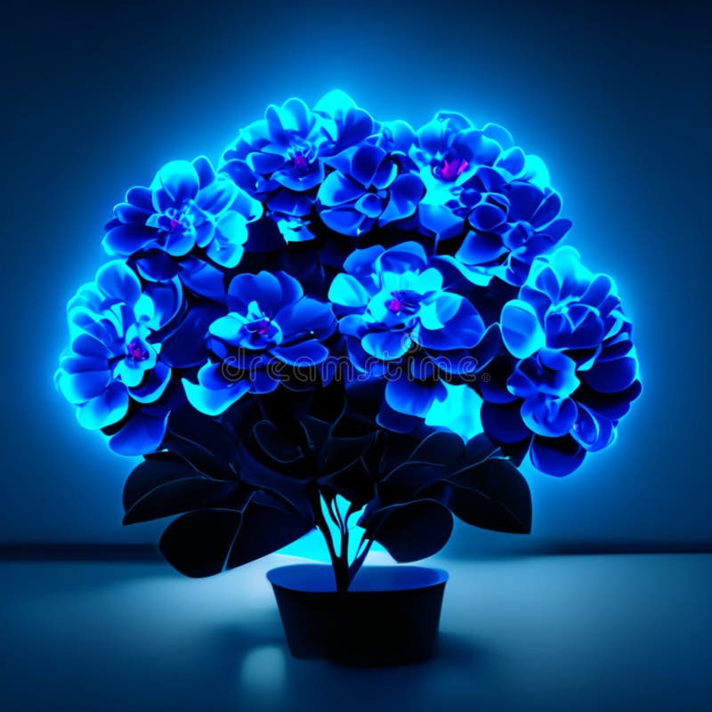 3d render of blue hydrangea flower in pot on blue background generative AI  generative AI design for Instagram, Facebook wall painting