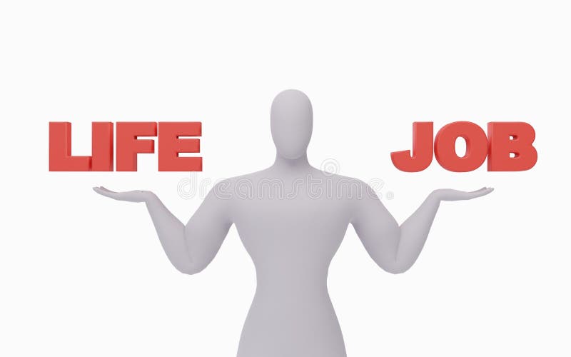 3D render of businessman balancing life and job. Life and Job comparison illustration vector illustration