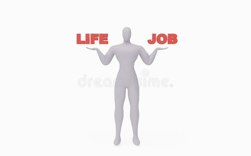 3D render of businessman balancing life and job. Life and Job comparison illustration vector illustration