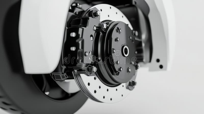 3d render of car break caliper with disc. Generative AI vector illustration
