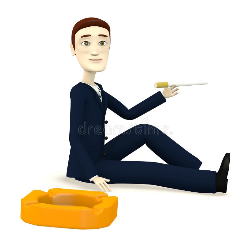 Cartoon businessman with ashtray and cigarette royalty free illustration