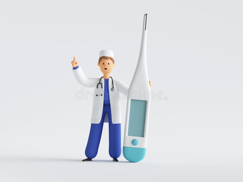 Download 3d Render, Cartoon Character Doctor Wearing Uniform And ...