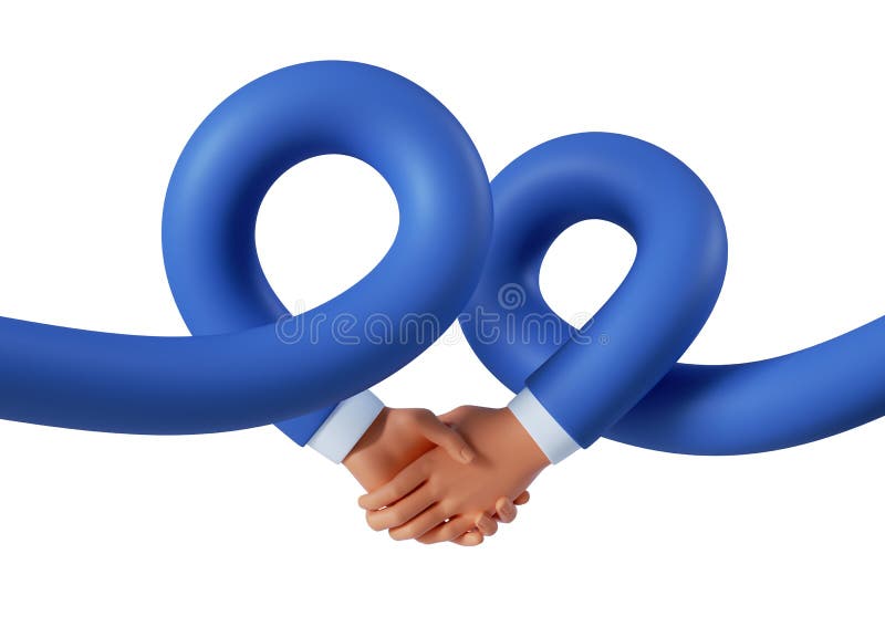 3d hands business handshake emoji on white background. Partnership