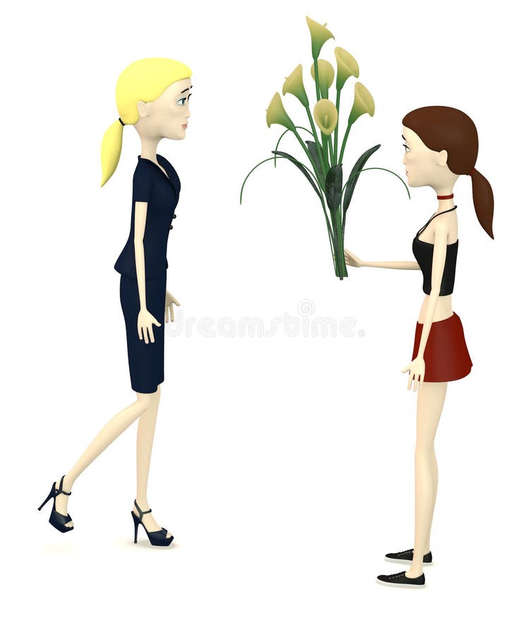 Cartoon Characters with Cala Lilly Stock Illustration Illustration of