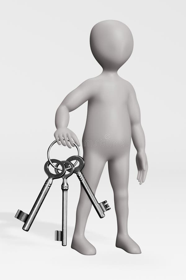 Render of Character with Keys royalty free illustration