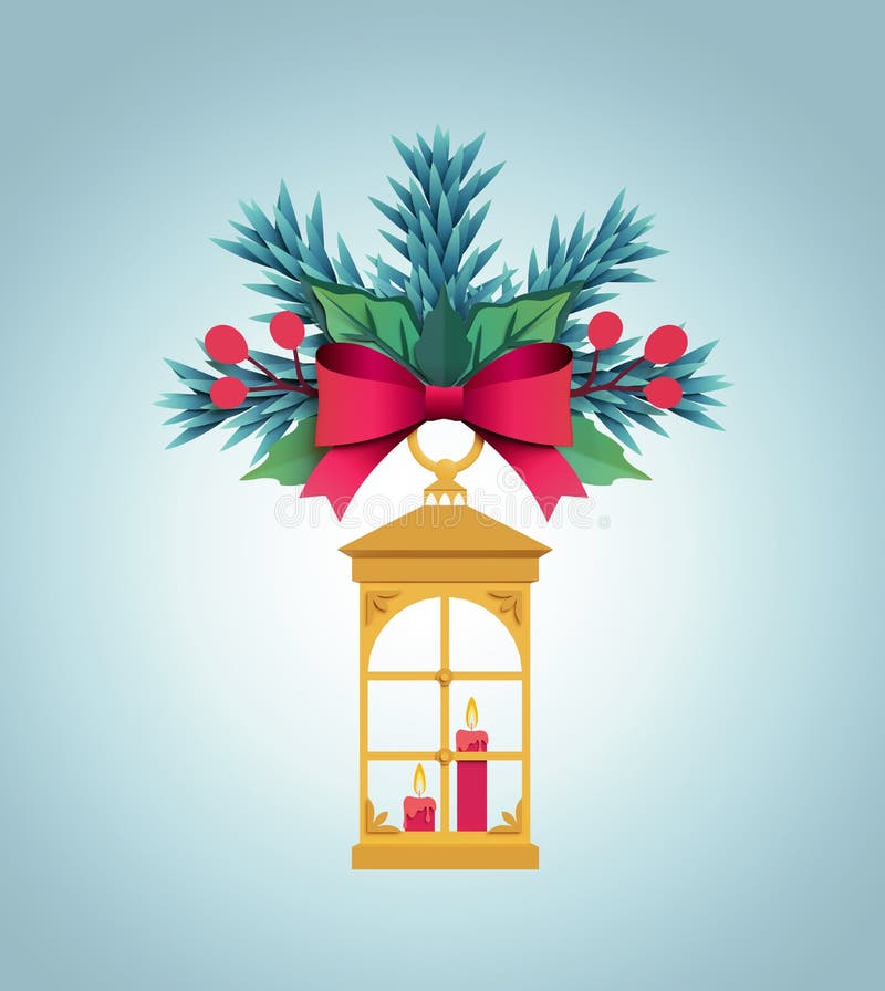 3d render, Christmas color paper fir tree ornament, flat bell, f vector illustration 3d render, Christmas color paper fir tree ornament, flat bell, f vector illustration