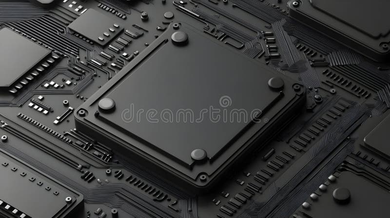3D Render Circuit-processor CPU Electronics Microchip Motherboard vektor illustrationer