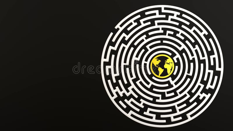 3d render Circular Maze labyrinth mosaic royalty free illustration