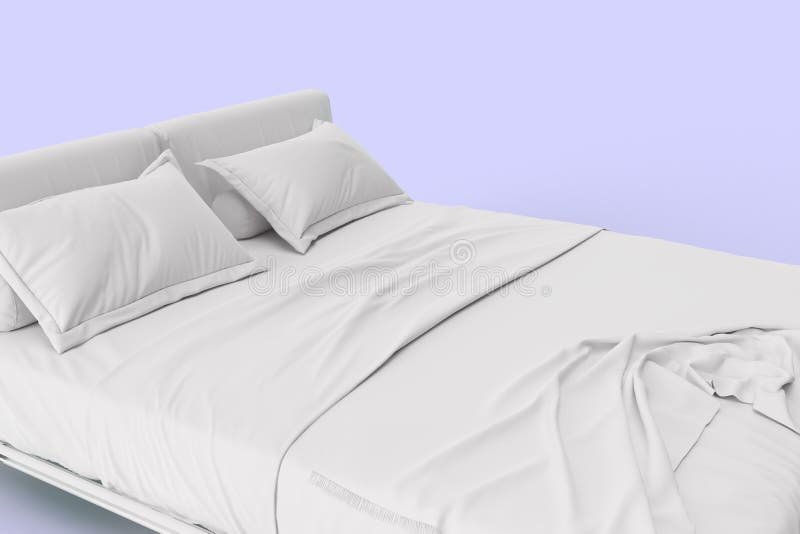 Download 3d Render Close Up View Of White Bed With White Pillow Cover And White Bed Sheet And Blanket For Mockup With A Pastel Mauve Stock Illustration Illustration Of Cushion Closeup 180684936